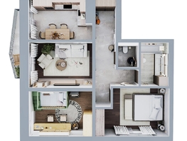 Продается 3-комнатная квартира ЖК Квартал Стрижи, 3 очередь, дом 2, 71.7  м&sup2;, 10396500 рублей