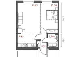 Продается 1-комнатная квартира ЖК Салют, 51.87  м&sup2;, 10218390 рублей