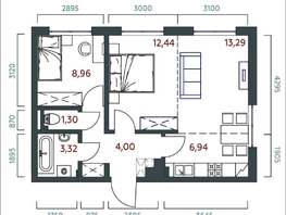 Продается 2-комнатная квартира ЖК Салют, 53.54  м&sup2;, 10868620 рублей