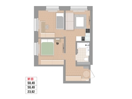 Продается 2-комнатная квартира ЖК Стрижи Сити, блок-секции 6,7, 50.49  м&sup2;, 13600000 рублей