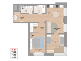 Продается 3-комнатная квартира ЖК Стрижи Сити, блок-секции 6,7, 78.63  м&sup2;, 17870000 рублей