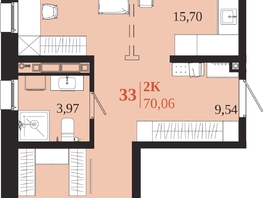 Продается 2-комнатная квартира ЖК 1661, 70.06  м&sup2;, 14012000 рублей