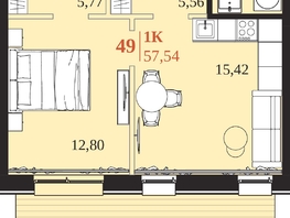 Продается 1-комнатная квартира ЖК 1661, 57.54  м&sup2;, 10211630 рублей