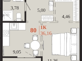 Продается 1-комнатная квартира ЖК 1661, 36.16  м&sup2;, 8515680 рублей