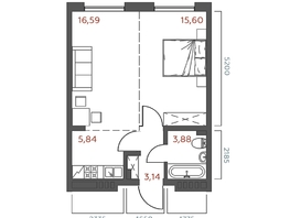 Продается 1-комнатная квартира ЖК Салют, 45.05  м&sup2;, 9235250 рублей