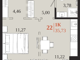 Продается 1-комнатная квартира ЖК 1661, 35.73  м&sup2;, 7699815 рублей