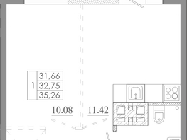 Продается 1-комнатная квартира ЖК Мега, дом 5, 35.26  м&sup2;, 4231200 рублей
