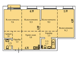 Продается 3-комнатная квартира ЖК Стрижи Сити, блок-секции 8,9, 76.3  м&sup2;, 17600000 рублей