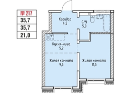 Продается 2-комнатная квартира ЖК Стрижи Сити, блок-секции 6,7, 35.7  м&sup2;,  рублей