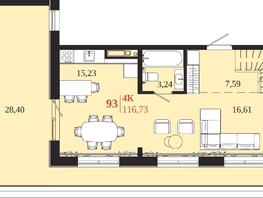 Продается 4-комнатная квартира ЖК 1661, 116.73  м&sup2;, 26298945 рублей