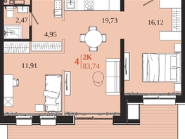 Продается 2-комнатная квартира ЖК 1661, 83.74  м&sup2;, 13490180 рублей