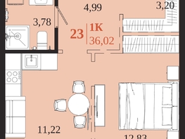 Продается 1-комнатная квартира ЖК 1661, 36.02  м&sup2;, 7528180 рублей