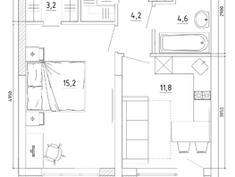 Продается 2-комнатная квартира ЖК Уютный квартал, дом 2, 46.3  м², 6458850 рублей