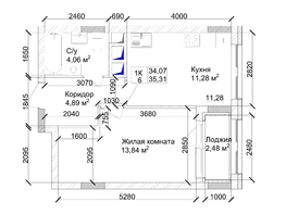 Продается 1-комнатная квартира ЖК 7 высот, дом 9, 36.07  м², 5194080 рублей