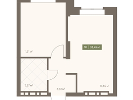 Продается 1-комнатная квартира ЖК НОВА на Московском, 33.49  м&sup2;, 6076158 рублей