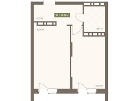 Продается 1-комнатная квартира ЖК НОВА на Московском, 43.38  м&sup2;, 7465698 рублей