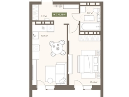 Продается 1-комнатная квартира ЖК НОВА на Московском, 43.38  м&sup2;, 7738992 рублей