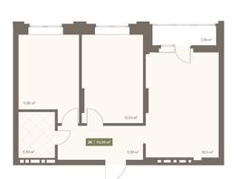 Продается 2-комнатная квартира ЖК НОВА на Московском, 54.5  м&sup2;, 9113350 рублей
