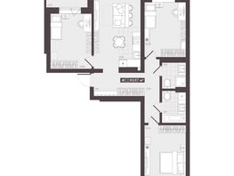 Продается 4-комнатная квартира  Жилой квартал «Моне», 83.87  м², 11355998 рублей