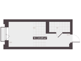 Продается 1-комнатная квартира  Жилой квартал «Моне», 23.95  м², 4135215 рублей