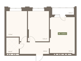 Продается 2-комнатная квартира ЖК НОВА на Московском, 54.5  м&sup2;, 8426650 рублей