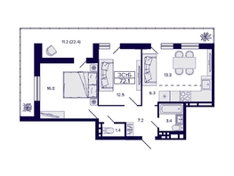 Продается 3-комнатная квартира ЖК Gorizont (Горизонт), 72.1 м², 9250000 рублей