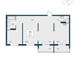 Продается 3-комнатная квартира ЖК Квартал на Игарской, дом 1, 80.8 м², 9150000 рублей