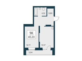 Продается 1-комнатная квартира ЖК Квартал на Игарской, дом 2 мон, 45.2 м², 6400000 рублей