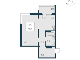 Продается 1-комнатная квартира ЖК Квартал на Игарской, дом 4 пан, 46.4 м², 5650000 рублей