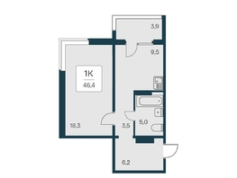 Продается 1-комнатная квартира ЖК Квартал на Игарской, дом 4 пан, 46.4 м², 6640000 рублей