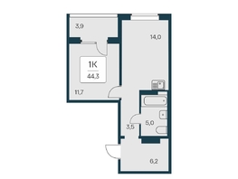 Продается 1-комнатная квартира ЖК Квартал на Игарской, дом 4 пан, 44.3 м², 6450000 рублей