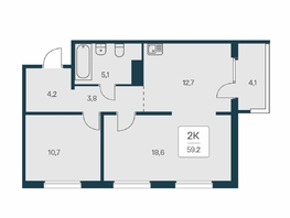 Продается 2-комнатная квартира ЖК Квартал на Игарской, дом 3 пан, 59.2 м², 7950000 рублей