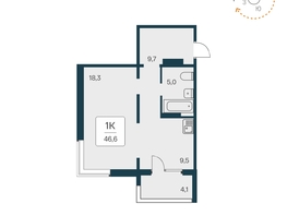 Продается 1-комнатная квартира ЖК Квартал на Игарской, дом 2 пан, 46.4 м², 6250000 рублей