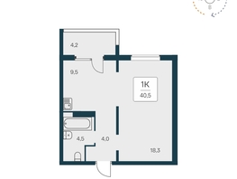 Продается 1-комнатная квартира ЖК Квартал на Игарской, дом 1 мон, 40.1  м², 5400000 рублей