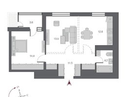 Продается 2-комнатная квартира ЖК Беринг, дом 2, 56.4 м², 11400000 рублей