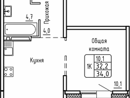 Продается 1-комнатная квартира ЖК Самоцветы, Бирюза дом 1, 34 м², 4050000 рублей