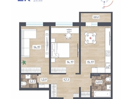Продается 2-комнатная квартира ЖК Радуга Сибири, дом 10, 65.91 м², 6595000 рублей