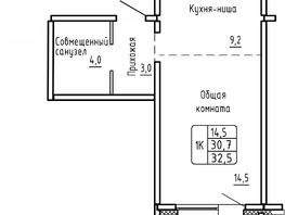 Продается 1-комнатная квартира ЖК Самоцветы, Бирюза дом 2, 32.5 м², 3550000 рублей