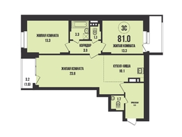 Продается 3-комнатная квартира ЖК Династия, дом 902, 81 м², 9000000 рублей