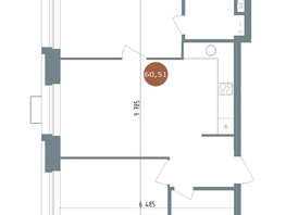 Продается 3-комнатная квартира ЖК 19/56 Кварталы Телецентра, сек 3, 60.51 м², 10090000 рублей