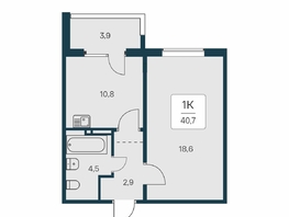 Продается 1-комнатная квартира ЖК Квартал на Игарской, дом 3 пан, 40.7 м², 6060000 рублей
