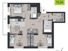 Продается 4-комнатная квартира ЖК ДНК, 73.3 м², 9418100 рублей