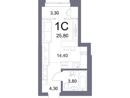 Продается Студия ЖК Lemont (Лемонт), башня Marée, 25.8 м², 6243400 рублей