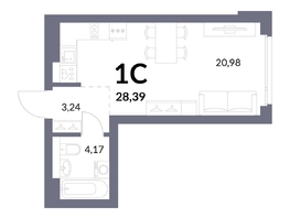 Продается Студия ЖК Горская Лагуна, корпус 2, 28.39 м², 7303000 рублей