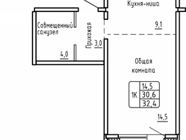 Продается 1-комнатная квартира ЖК Самоцветы, Бирюза дом 2, 32.4 м², 3700000 рублей