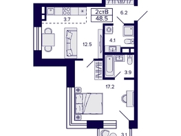 Продается 2-комнатная квартира ЖК Citatum (Цитатум), 48.5  м², 8450000 рублей