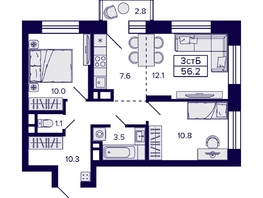Продается 3-комнатная квартира ЖК Citatum (Цитатум), 56.2  м², 9750000 рублей