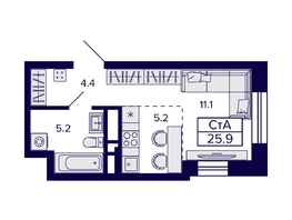 Продается Студия ЖК Citatum (Цитатум), 25.9  м², 5700000 рублей