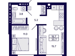Продается 1-комнатная квартира ЖК Сподвижники, 35.7 м², 4850000 рублей