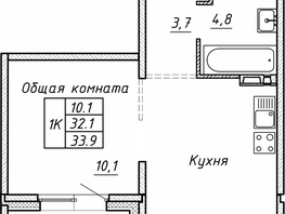 Продается 1-комнатная квартира ЖК Гренландия, Лес дом №5, 33.9 м², 4720000 рублей